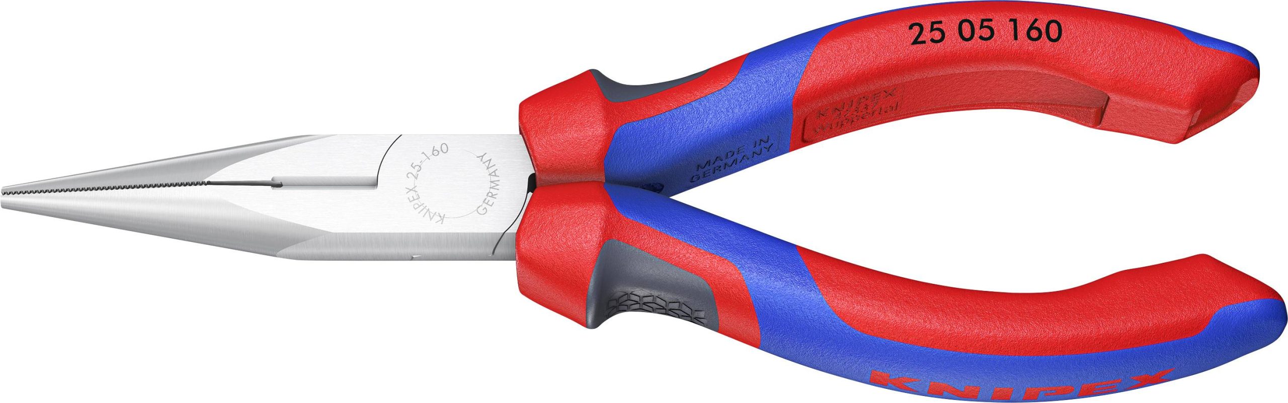 Knipex 25 05 160 dla elektroników i mechaników Szczypce płaskie, okrągłe proste stal elektrotechniczna wanadowa 160 mm - obrazek 1