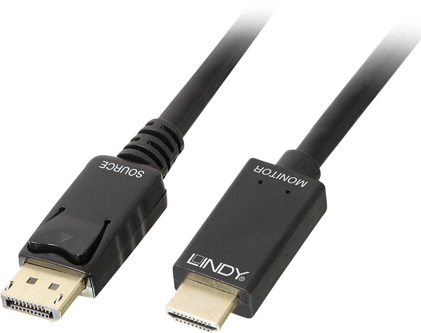 LINDY DisplayPort / HDMI adapter Złącze DisplayPort, Wtyczka HDMI-A 3.00 m czarny 36923 Kabel DisplayPort - obrazek 1