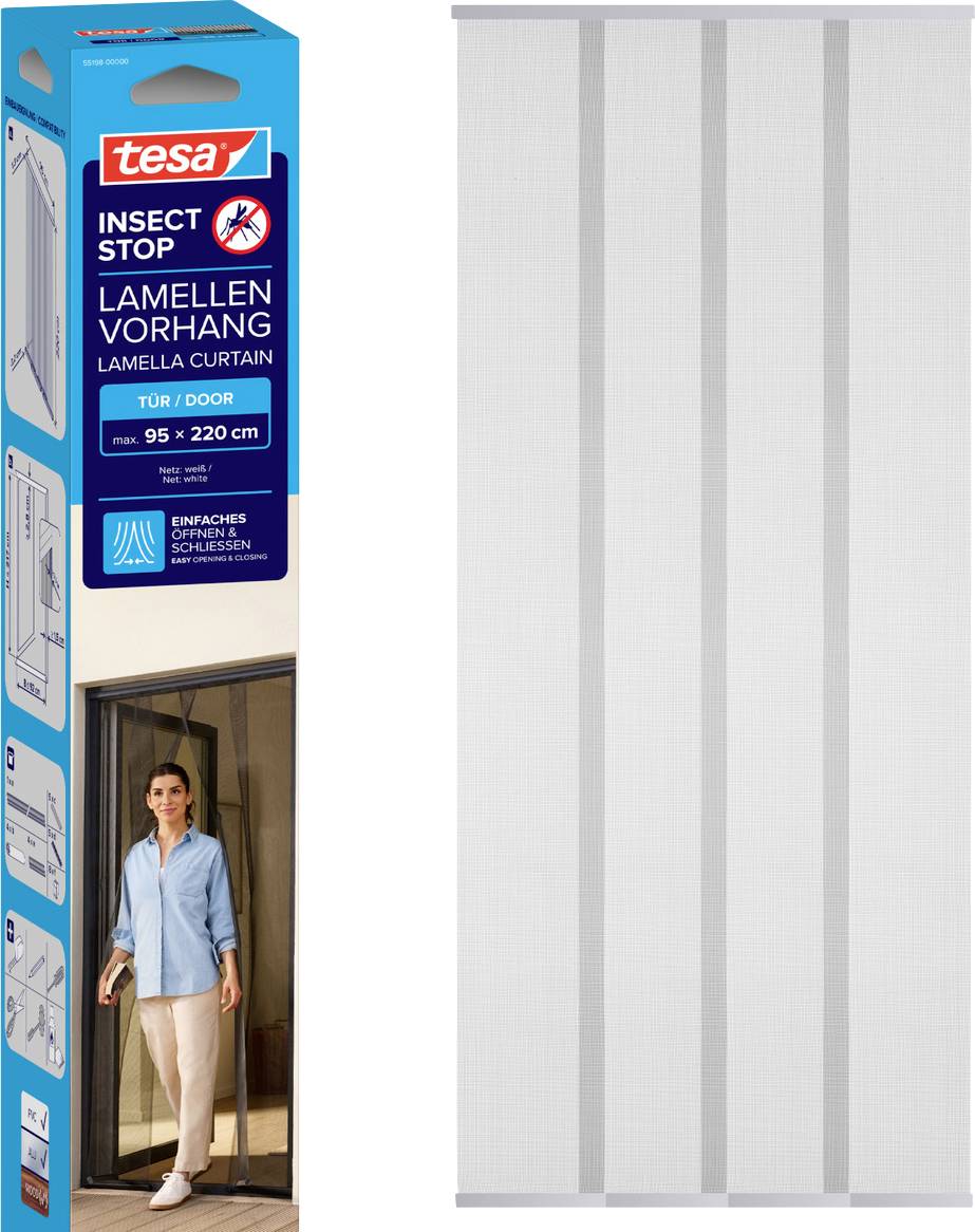 Moskitiera na drzwi Tesa Insect Stop Standard, 220 cm x 95 cm, biała - obrazek 1