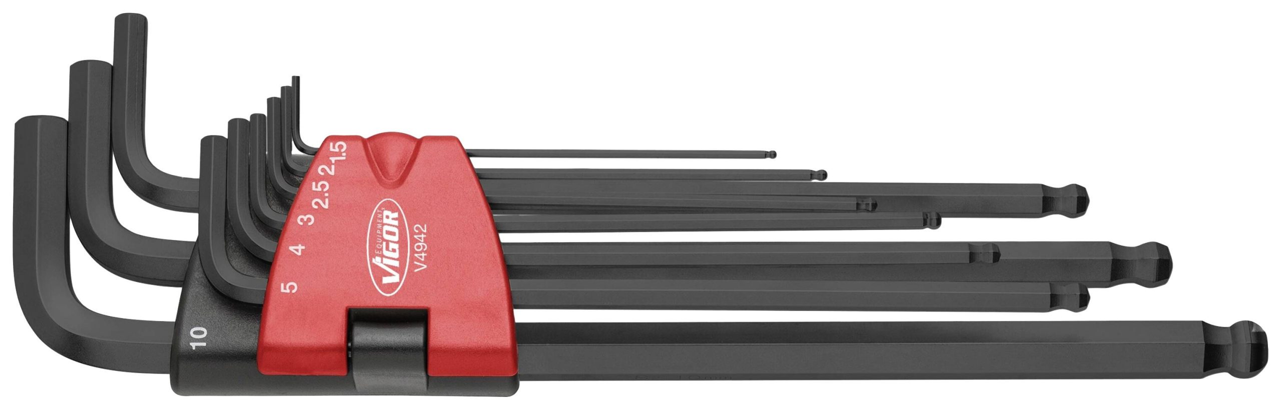 Vigor wewnętrzny sześciokąt Zestaw kluczy trzpieniowych 1.5 mm, 2 mm, 2.5 mm, 3 mm, 4 mm, 5 mm, 6 mm, 8 mm, 10 mm 9 szt. - obrazek 1