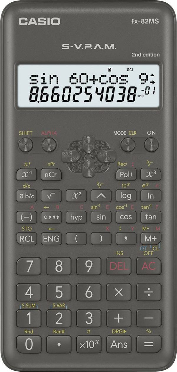 Casio FX-82MS-2 Kalkulator szkolny czarny Wyświetlacz: 12 bateryjne (S x W x G) 77 x 14 x 162 mm