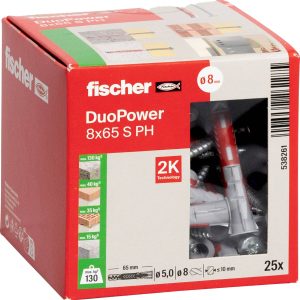 Fischer 538261 DUOPOWER 8×65 S PH LD Kołek 2-komponentowy 65 mm 8 mm 25 szt. Fischer 538261 DUOPOWER 8×65 S PH LD Kołek 2-komponentowy 65 mm 8 mm 25 szt.