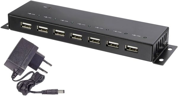 Renkforce RF-4791678 USB-Hub 7 Portów USB-A USB 2.0 480 MBit/s metalowa obudowa, montaż ścienny czarny RF-4791678
