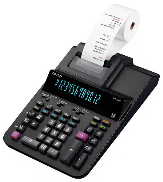 Casio CASIO – Tischrechner druckend schwarz Kalkulator stacjonarny drukujący czarny Wyświetlacz: 12 (S x W x G) 204.5 x