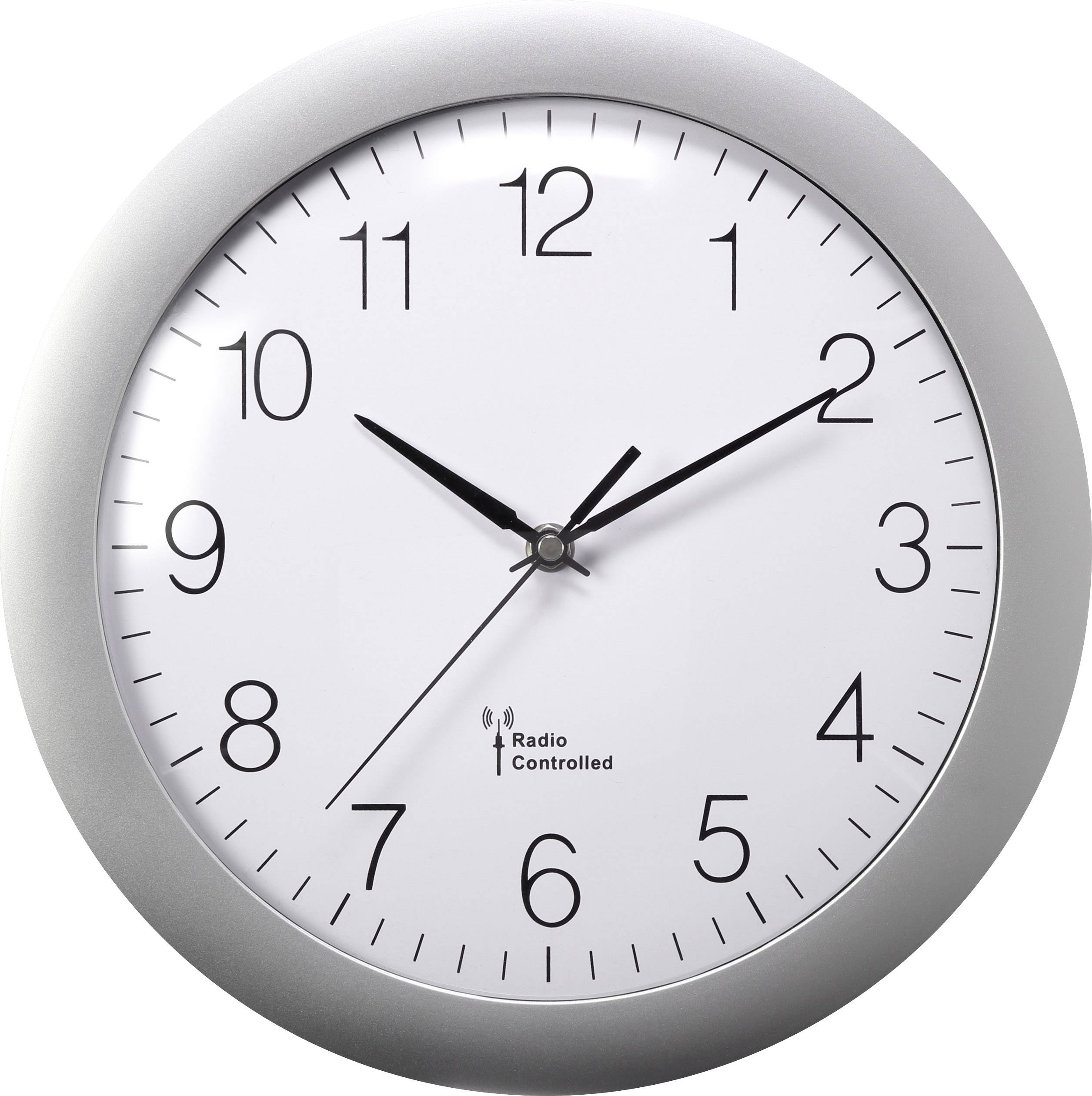 MXP3601S Sterowany radiowo Zegar ścienny 30 cm x 56 mm srebrny - obrazek 1