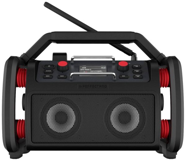 Radio na budowę PerfectPro RockPro DAB+, fale metrowe (VHF) funkcja ładowania akumulatora, ochrona przeciwbryzgowa, pyło