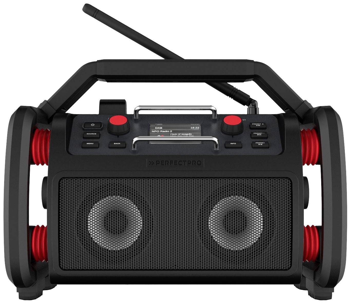 Radio na budowę PerfectPro RockPro DAB+, fale metrowe (VHF) funkcja ładowania akumulatora, ochrona przeciwbryzgowa, pyło - obrazek 1