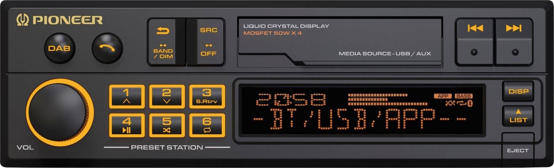 Pioneer Pioneer SXT-C10PS, Schwarz, 1 DIN, 88 W, 50 W, Android, AAC, FLAC, MP3, WAV, WMA Radio samochodowe Retro, Tuner - obrazek 1