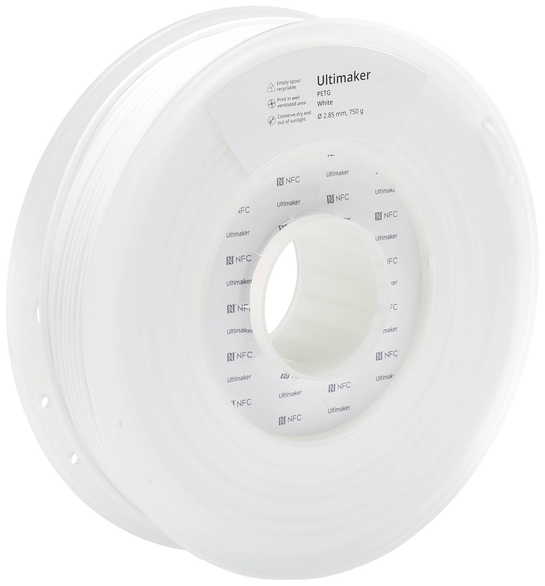 UltiMaker 227293 Filament do drukarek 3D PETG odporny na chemikalia, żaroodporne 2.85 mm 750 g biały 1 szt. - obrazek 1