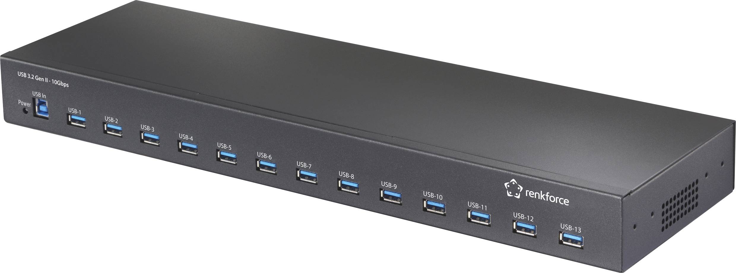 Renkforce RF-6677282 USB-Hub 13 Portów USB-A USB 3.2 Gen2 10 GBit/s do zastosowań przemysłowych, możliwy montaż rack, me - obrazek 1