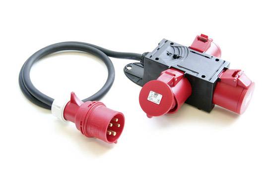 Rozdzielacz kompaktowy CEE, PCE 953.0113, 32 A, 5-pin, 400V, IP44, kabel 1,5 m, czarny