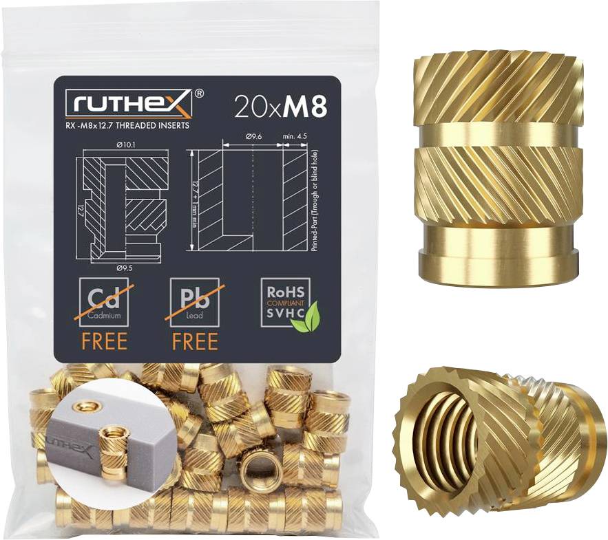 ruthex wkładka gwintowana RX-M8x12.7 GE-M8x127-001 - obrazek 1