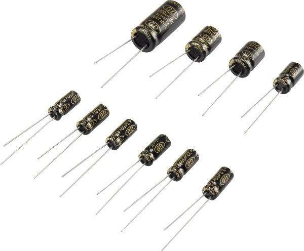 Zestaw kondensatorów elektrolitycznych, wyprowadzenia promieniowe 25 V, 50 V 98001c366 120 szt.