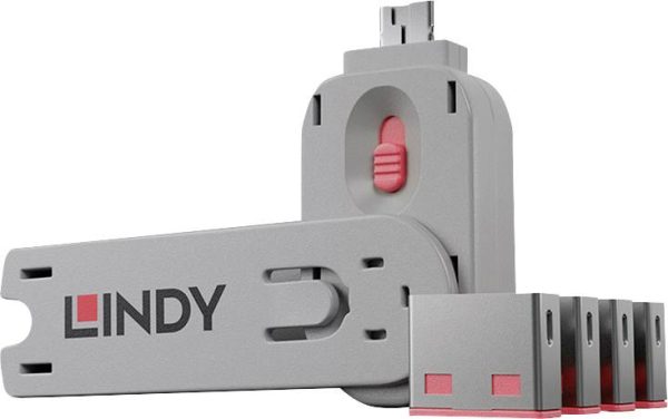 Blokada portu USB LINDY Blokada portu USB USB-Lock + Key różowy Zapięcie kluczykowe zaw. 1 klucz Blokada portu USB LINDY Blokada portu USB USB-Lock + Key różowy Zapięcie kluczykowe zaw. 1 klucz