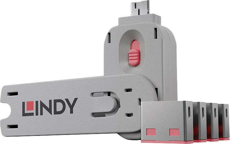 Blokada portu USB LINDY Blokada portu USB USB-Lock + Key różowy Zapięcie kluczykowe zaw. 1 klucz - obrazek 1