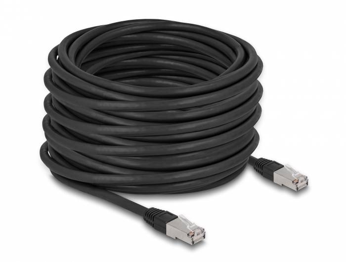 kabel LAN Delock 80132, 1 szt., RJ45, CAT 6a, S/FTP, 20.00 m, czarny - obrazek 1