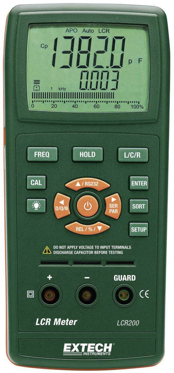 Extech LCR200 Mostek pomiarowy LCR cyfrowy CAT I Wyświetlane liczby: 20000