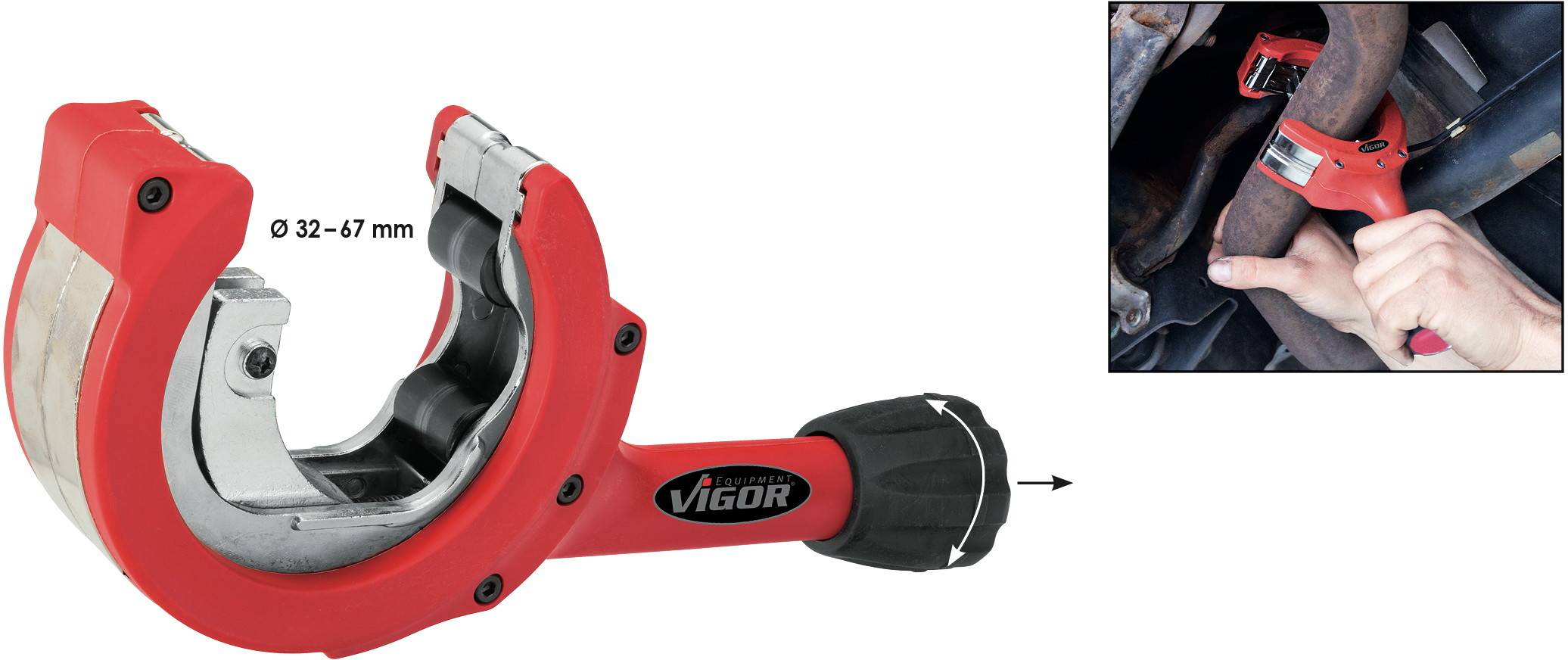 Vigor V3309 Obcinak z grzechotką do rur wydechowych - obrazek 1