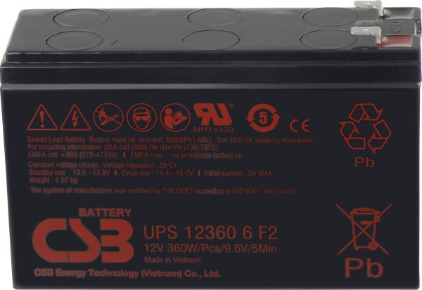 Akumulator ołowiowy CSB Battery UPS 123606 high-rate UPS123606F1F2, AGM, 12 V, 7 Ah