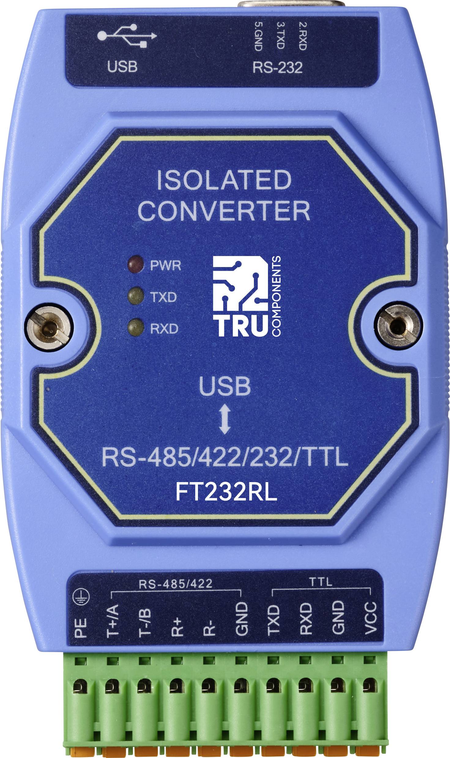 Konwerter szeregowy TRU COMPONENTS TC-12626056 USB, RS-422, RS-485, D-SUB9 3.3 V, 5 V - obrazek 1