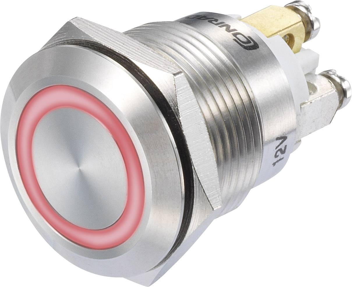 TRU COMPONENTS 1273002 Przełącznik wciskany GQ19F-10E/R/12V/S, 19 mm, 48 V/DC, 3 A, 1 szt. - obrazek 1