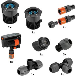 GARDENA System spryskiwaczy 08272-20 Zestaw startowy rurociągu – zraszacz kwadratowy Złącze wtykowe