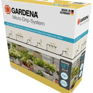 GARDENA Micro-Drip-System 13401-20 Kompletny zestaw nawadniający 13 mm (1/2″) Ø System nawadniania kropelkowego na balko GARDENA Micro-Drip-System 13401-20 Kompletny zestaw nawadniający 13 mm (1/2″) Ø System nawadniania kropelkowego na balko