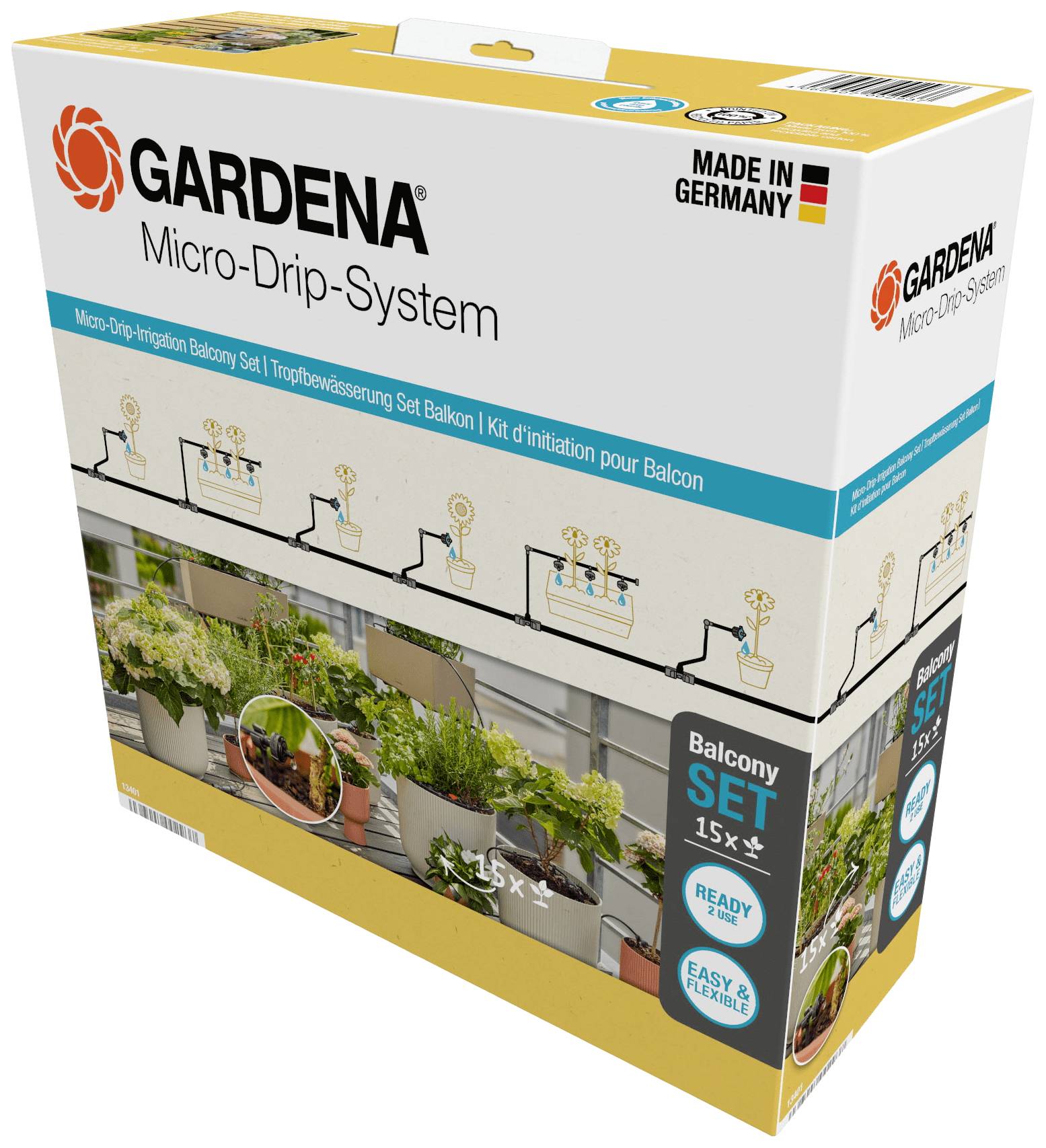 GARDENA Micro-Drip-System 13401-20 Kompletny zestaw nawadniający 13 mm (1/2") Ø System nawadniania kropelkowego na balko - obrazek 1
