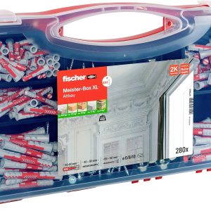 Fischer 577865 Meister-Box XL Altbau + S Skrzynka z asortymentem kołków 30 mm, 40 mm, 50 mm, 65 mm, 80 mm 280 części Fischer 577865 Meister-Box XL Altbau + S Skrzynka z asortymentem kołków 30 mm, 40 mm, 50 mm, 65 mm, 80 mm 280 części