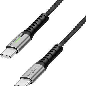 LogiLink USB-C Kabel USB 2.0 Złącze męskie USB-C® 2.00 m czarny z LED, wtyczka po obu stronach CU0424 LogiLink USB-C Kabel USB 2.0 Złącze męskie USB-C® 2.00 m czarny z LED, wtyczka po obu stronach CU0424