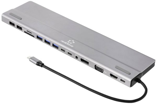 Stacja dokująca USB-C® Renkforce RF-DKS-902 zintegrowany czytnik kart, zasilanie USB-C® Stacja dokująca USB-C® Renkforce RF-DKS-902 zintegrowany czytnik kart, zasilanie USB-C®
