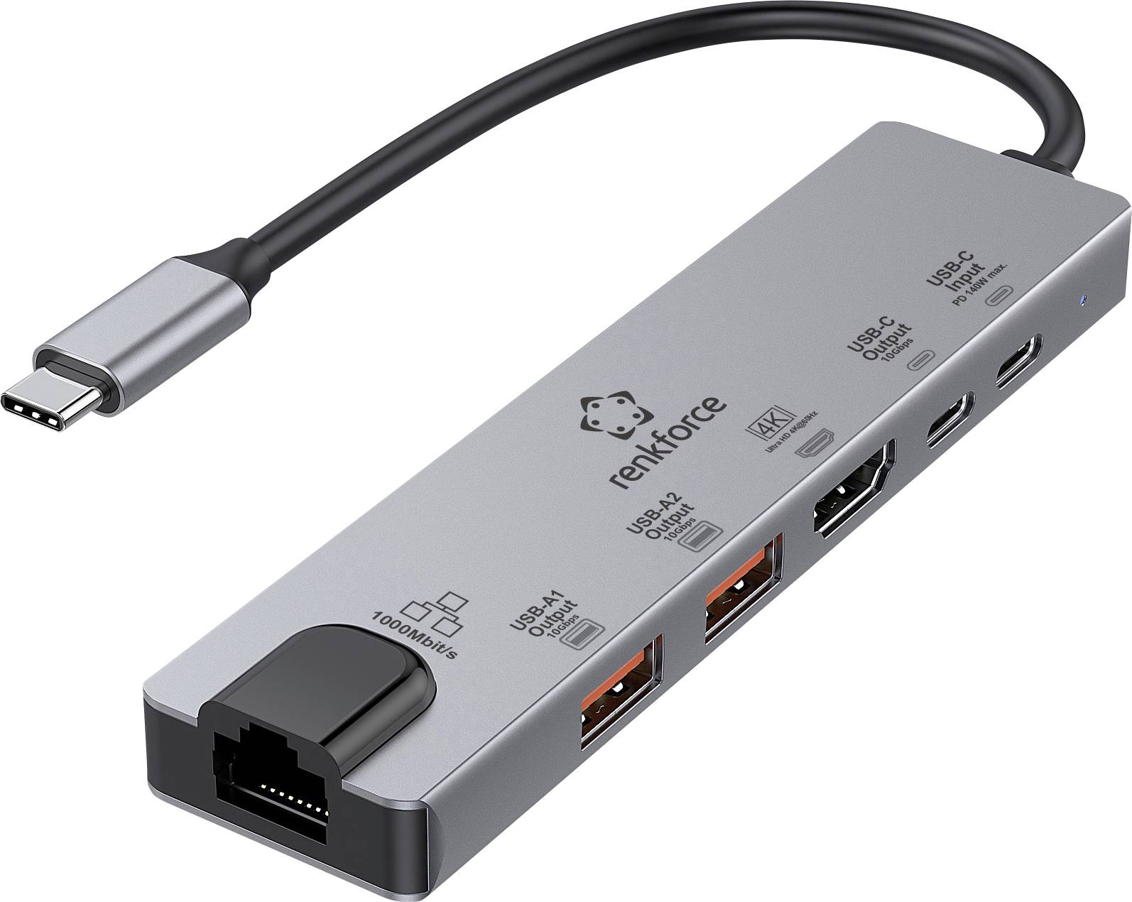 Renkforce Stacja dokująca USB-C® RF-USBH-550 Odpowiedni dla marki: Acer, Apple, Asus, Dell, HP, Huawei, Lenovo, Microsof - obrazek 1
