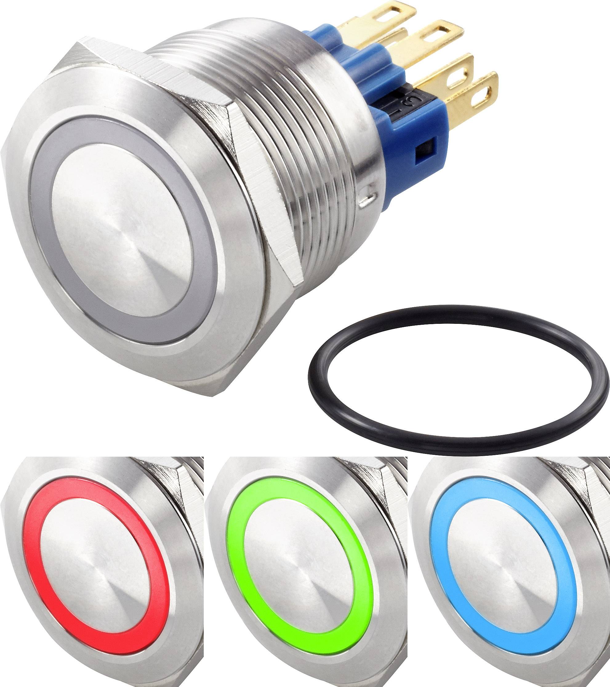 TRU COMPONENTS TC-7494640 Przełącznik wciskany, wandaloodporny 250 V/AC 3 A 1 x wył/(wł) chwilowy czerwony, zielony, nie - obrazek 1