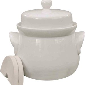3240 Mini-Gärtopf creme 4,0 l mit Deckel und Steinen Garnek do fermentacji