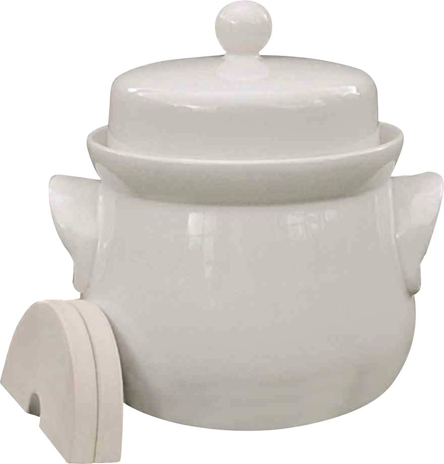 3240 Mini-Gärtopf creme 4,0 l mit Deckel und Steinen Garnek do fermentacji - obrazek 1