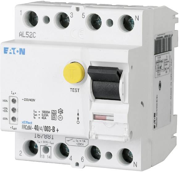 Wyłącznik róznicowoprądowy Eaton 167893, 4 styki, 40 A, 0.03 A, 240 V, 415 V - obrazek 1