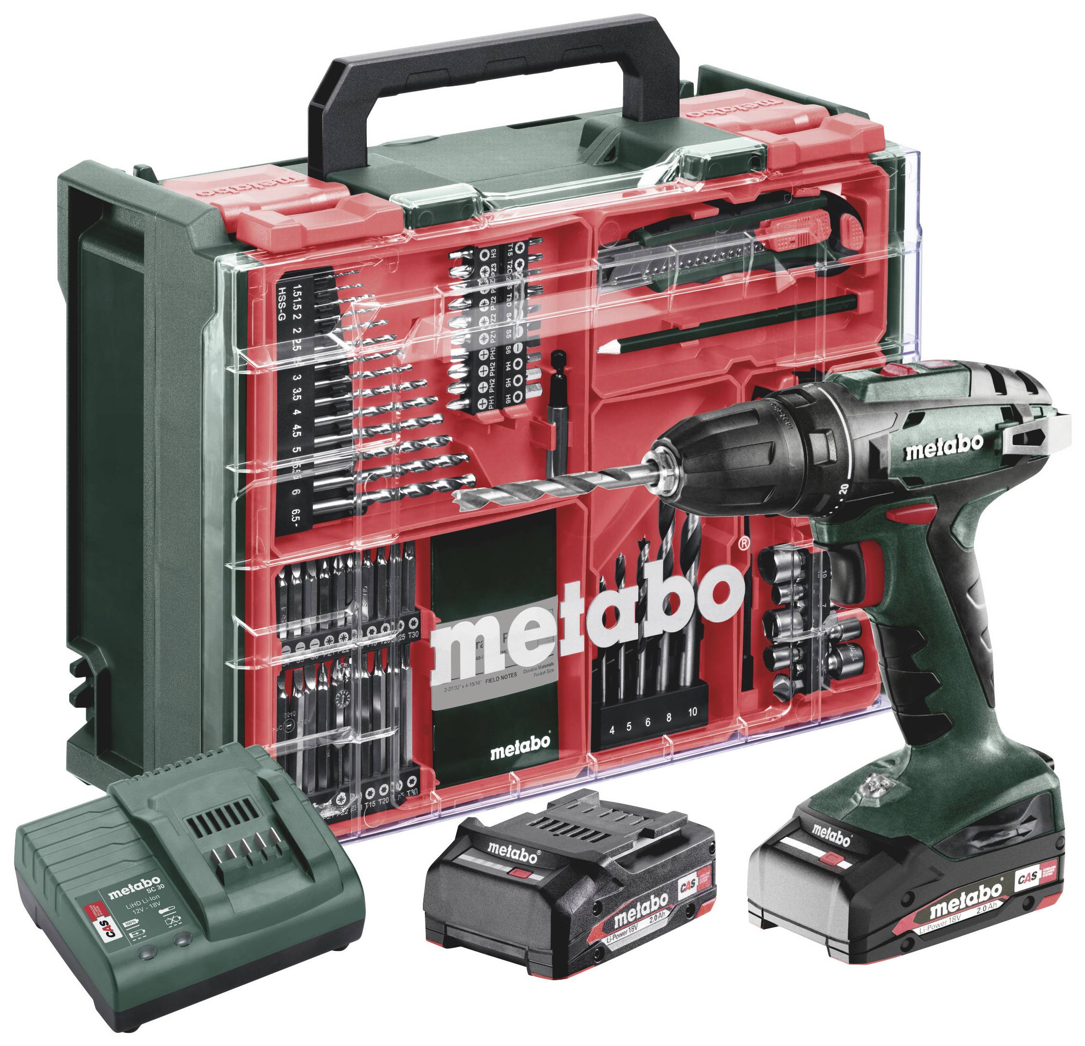 Wiertarko-wkrętarka akumulatorowa Metabo BS 18 Set 602207710 18 V 2 Ah zaw. 2 akumulatory, bezszczotkowy, zaw. walizkę, - obrazek 1