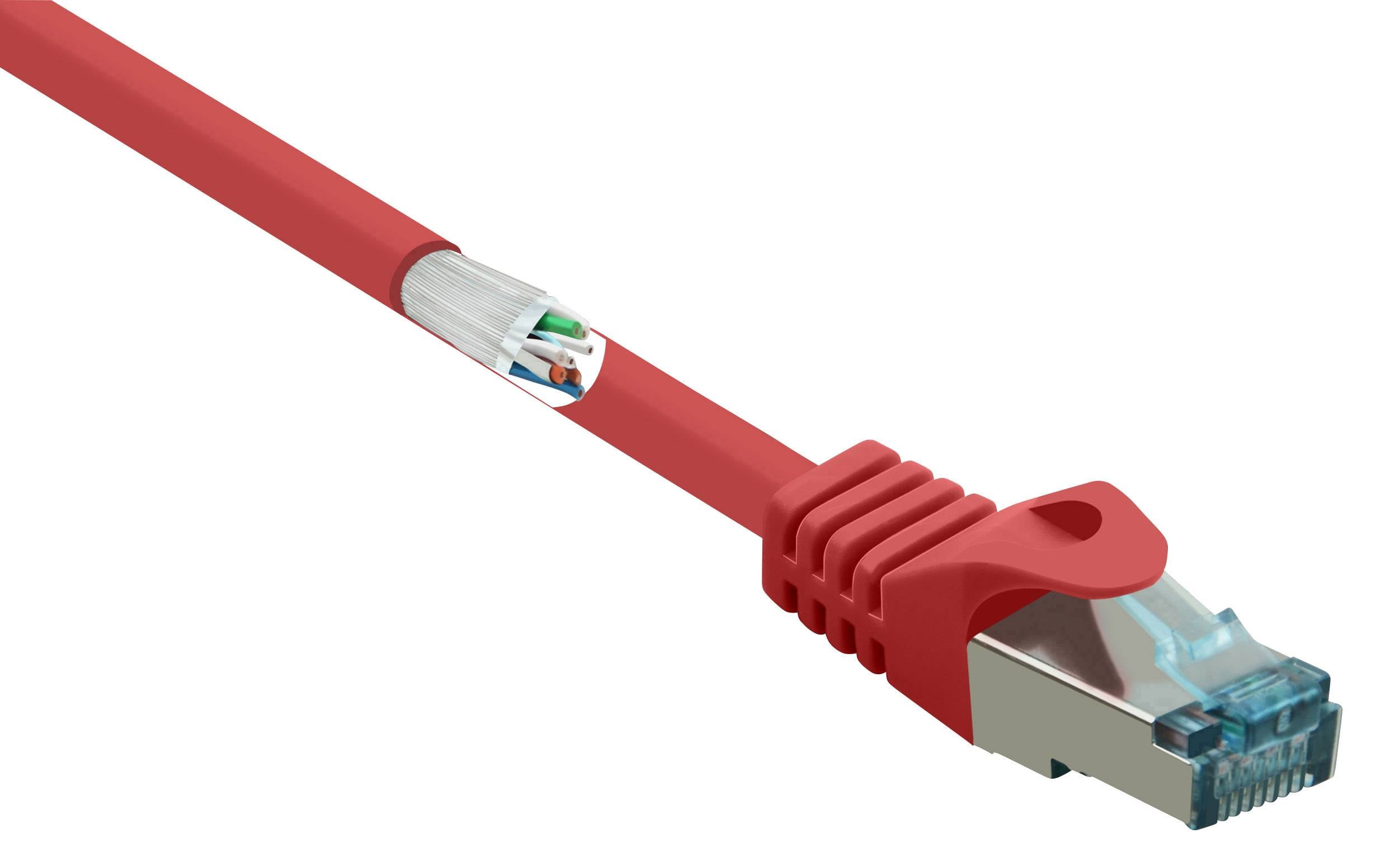 kabel LAN Renkforce RF-5043952, 1 szt., RJ45, CAT 6a, S/FTP, 10.00 m, czerwony - obrazek 1