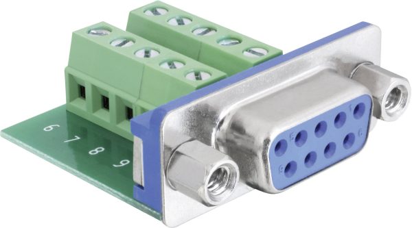 Listwa żeńska D-Sub 180 ° Ilość styków: 9, 10 Delock Delock – Serieller Adapter – DB-9 (W) zu 10-poliger Anschlussblock