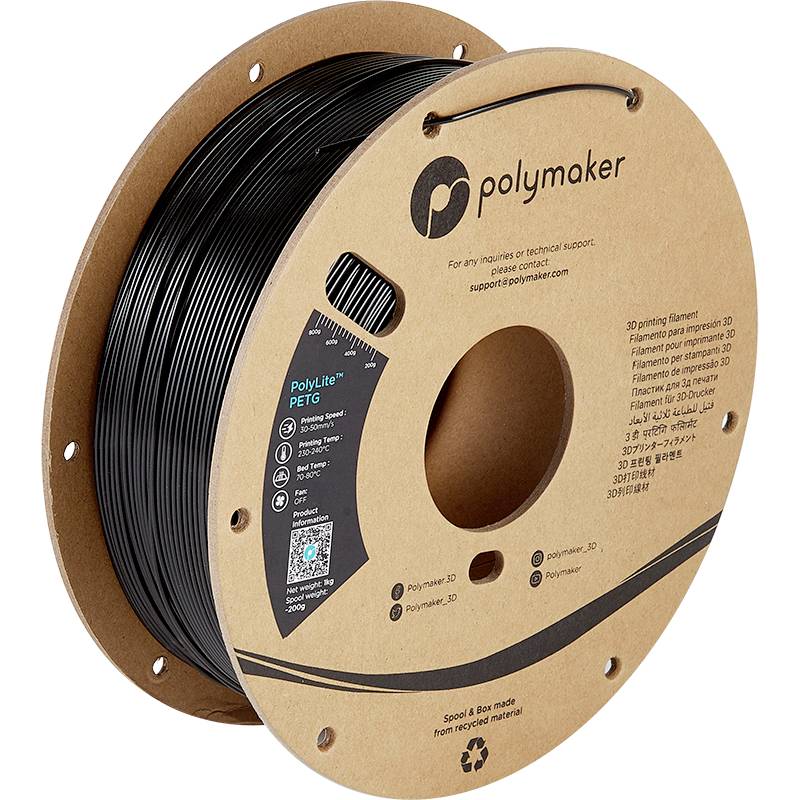 Filament do drukarek 3D PETG Polymaker PB01001, Średnica filamentu: 1.75 mm, 1000 g, czarny - obrazek 1
