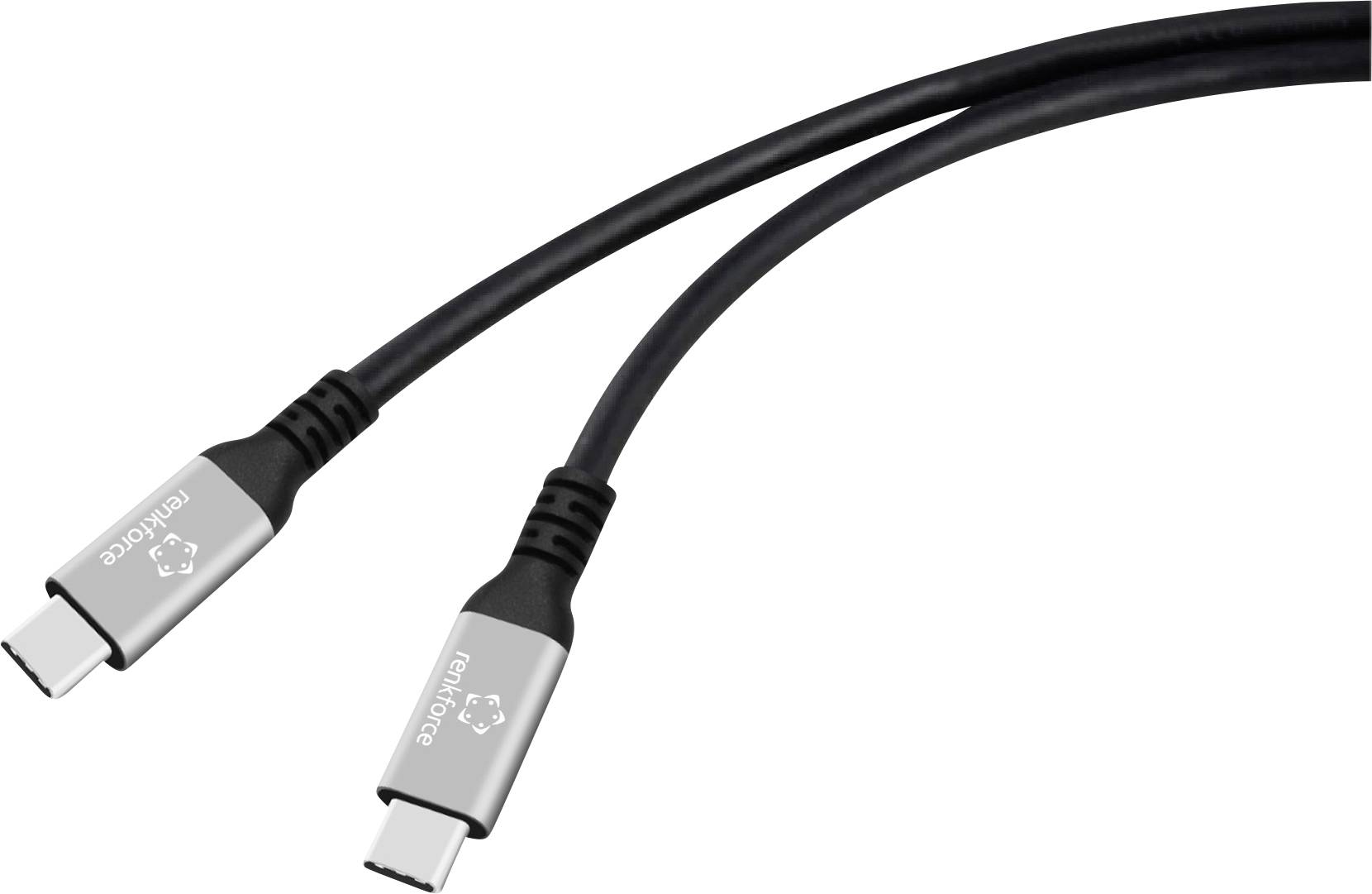 Renkforce USB-C Kabel USB4® Złącze męskie USB-C®, Złącze męskie USB-C® 1 m czarny aluminiowa wtyczka, konstrukcja siliko - obrazek 1