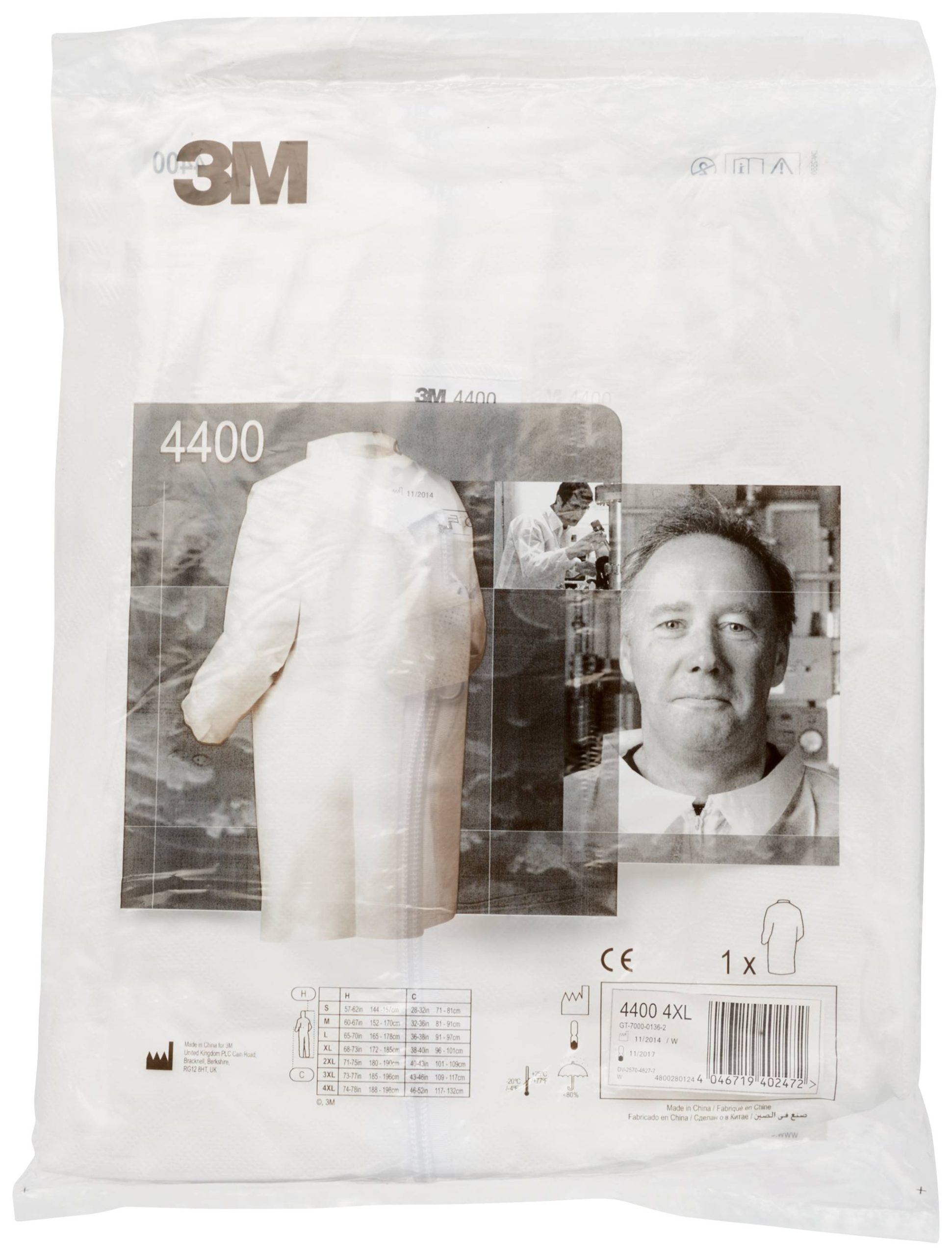3M 4400WXL Płaszcz jednorazowy 4400 Rozmiar ubrania: XL biały - obrazek 1