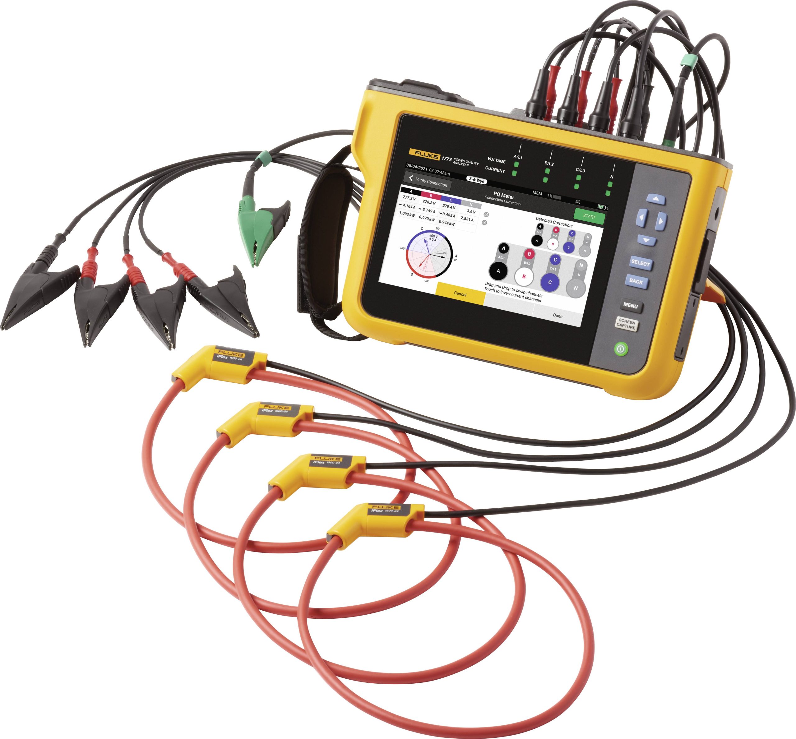 Analizator sieci Fluke 1773, Power Quality Analyzer z funkcją rejestratora, zaw. cegi - obrazek 1