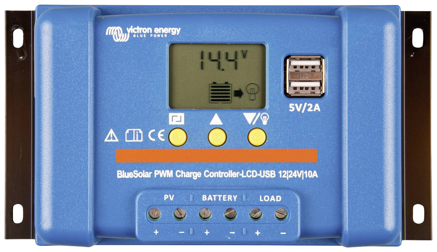 Solarny regulator ładowania Victron Energy Blue-Solar PWM-LCD&USB PWM 12 V, 24 V 10 A - obrazek 1