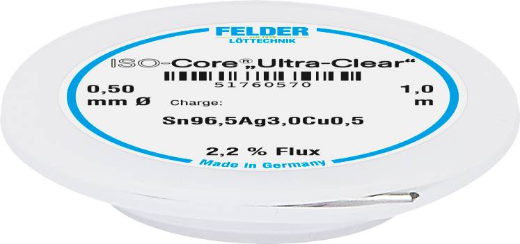 Cyna lutownicza Felder ISO-Core "Ultra Clear" SAC305 szpula Sn96,5Ag3Cu0,5 0.5 mm - obrazek 1