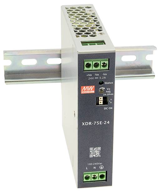 MEAN WELL XDR-75E-24 Zasilacz na szynę DIN 24 V 3.2 A 76.8 W Opis 1 szt. - obrazek 1