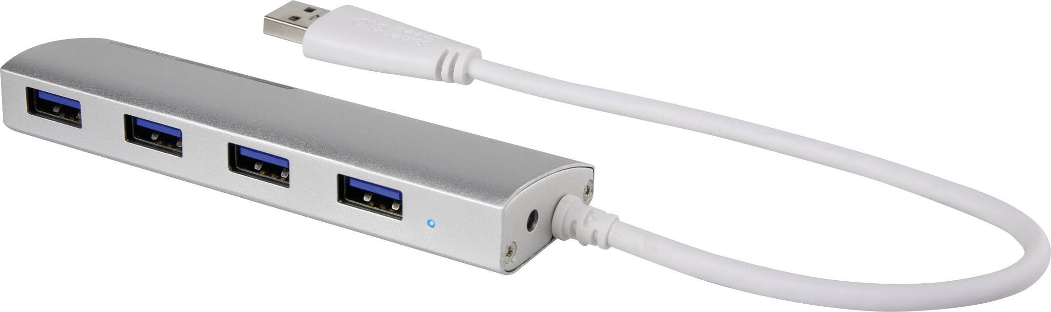 Renkforce RF-3703155 USB-Hub 4 porty USB-A USB 3.0 5 GBit/s aluminiowy - obrazek 1