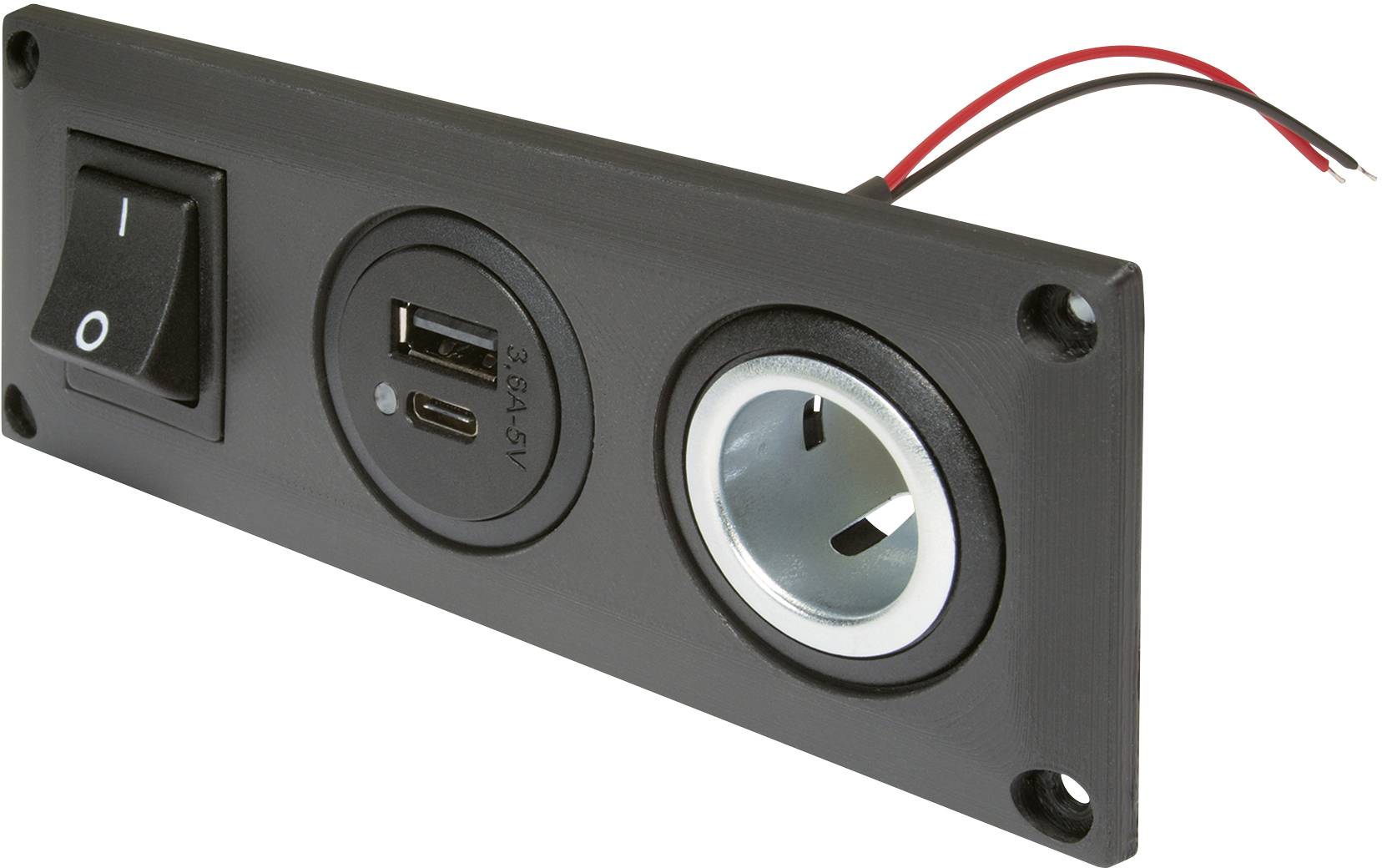 Gniazdo do zabudowy z podwójnym gniazdem USB-C/a + 1 gniazdem zasilania ProCar Einbausteckdose mit USB-C/A Doppelsteckdo - obrazek 1