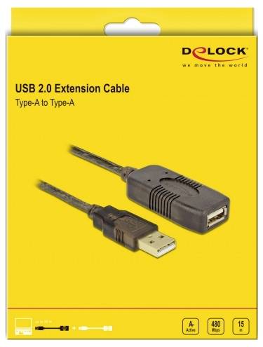 Delock Kabel USB USB 2.0 Złącze męskie USB-A, Złącze żeńskie USB-A 15.00 m wielobarwny 82689 - obrazek 1