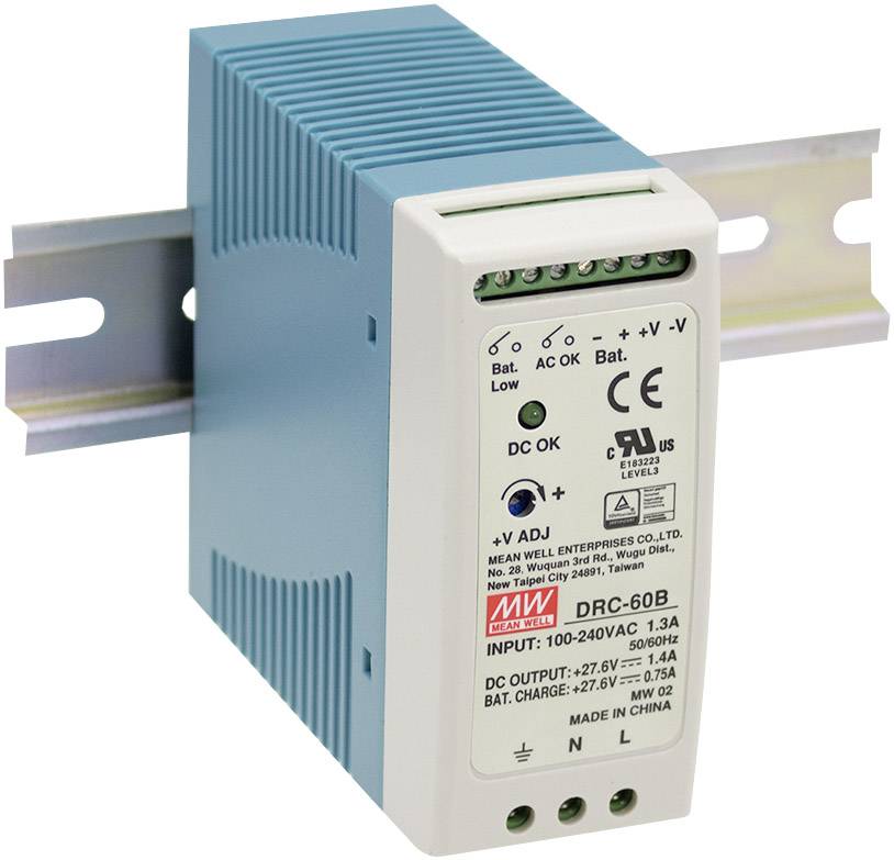 Zasilacz na szynę DIN MEAN WELL DRC-60B, 27.6/27.6 V, 1.4 A, 59 W - obrazek 1
